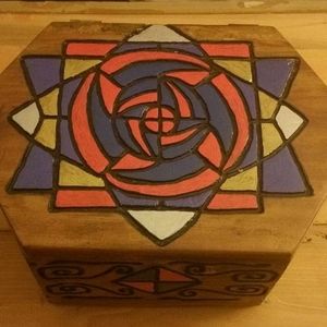 Hand carved hand painted keepsake box